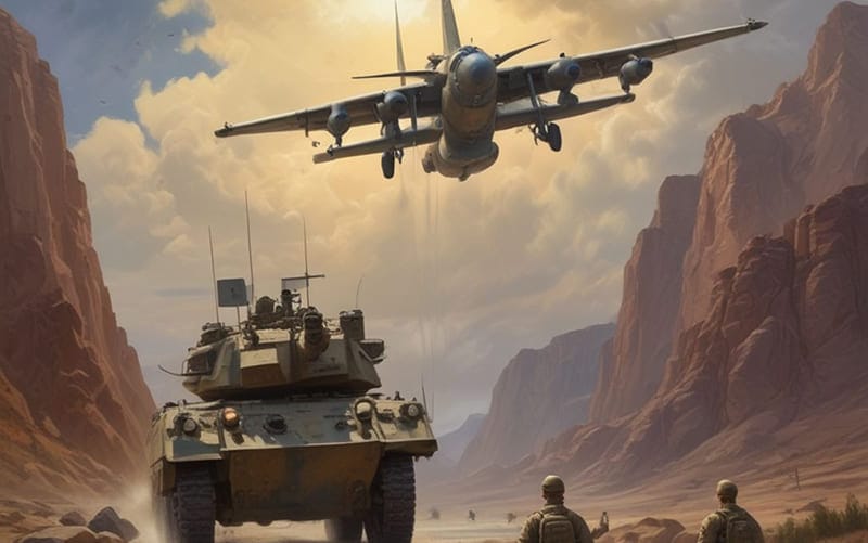 military tank and airplane