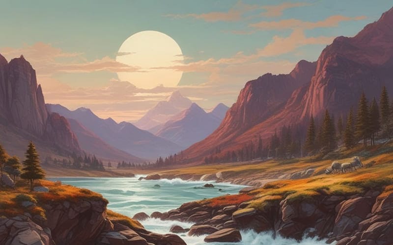 sun rising illustration