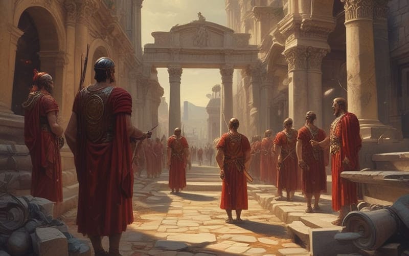 roman architecture and soldiers