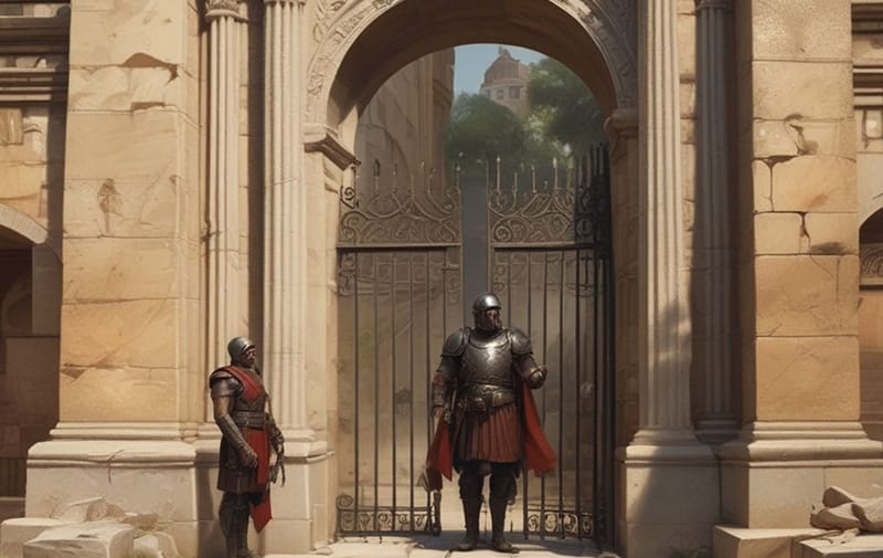 roman security guards at gate