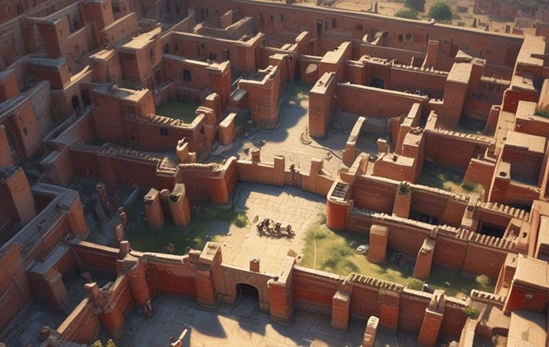 birdseye view of roman walls
