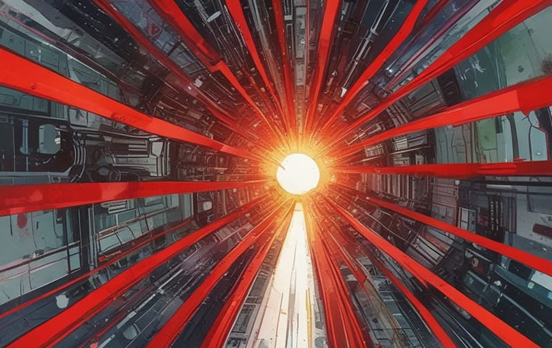 tunnel with red lights